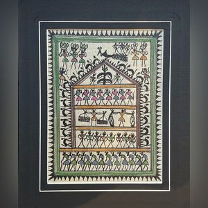 NWOT Hand painted Saura Art on Silk (Indian Folk Art)